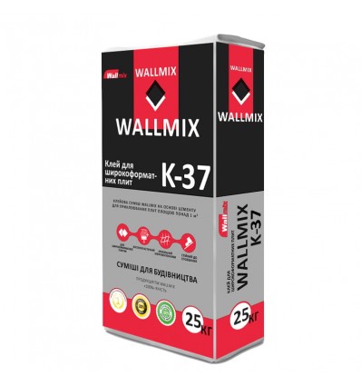 WALLMIX K-37 Високоеластичний гелевий клей для широкоформатних плит, 25 кг